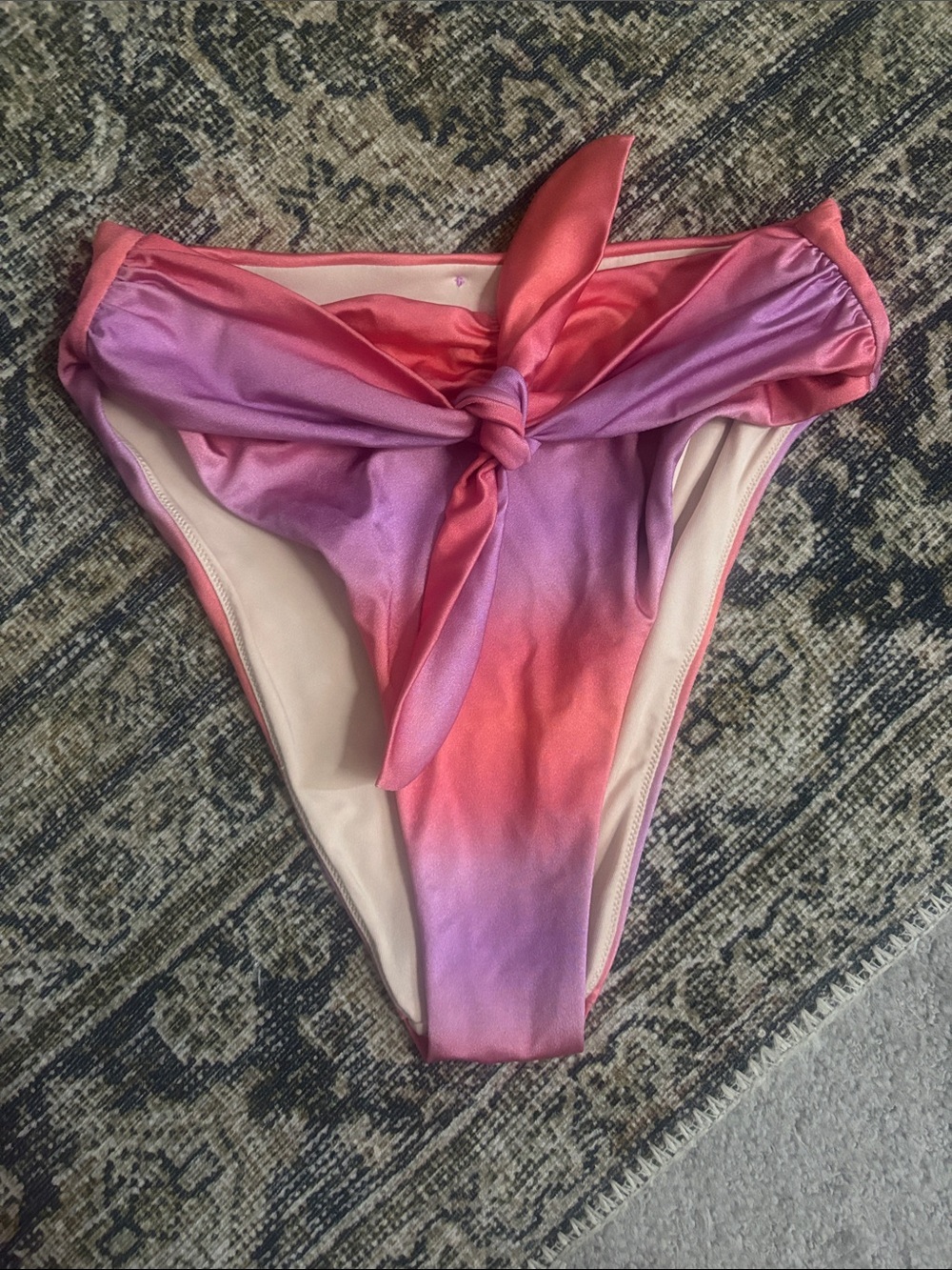 Victoria's Secret Coral to Lavender Ombre Tie-Front Bikini Bottom